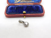 Sterling Silver Diamond Paste Drop Charm Pendant Vintage c1970