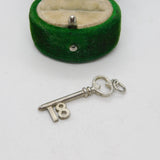 Sterling Silver 18th Birthday Key Charm Pendant Vintage c1970
