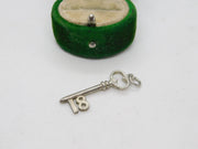 Sterling Silver 18th Birthday Key Charm Pendant Vintage c1970