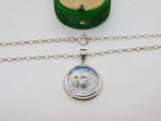 Sterling Silver Enamel White Cat Kitten Victorian Style Pendant Necklace Vintage