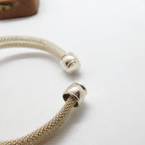 Sterling Silver Modernist Textured Lovers Knot Form Bangle Bracelet Vintage