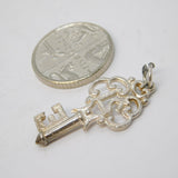Sterling Silver 21st Birthday Key Charm Pendant Vintage c1970