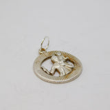 Sterling Silver Patterned Edge St Christopher Travel Charm Pendant Vintage c1970