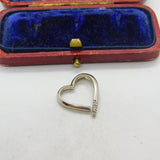Sterling Silver Heart Diamond Paste Drop Charm Pendant Vintage c1970