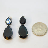 Pair of Sterling Silver Faceted Black Onyx Stud Cocktail Earrings Vintage c1970