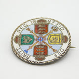 Victorian Sterling Silver & Enamel Florin Coin Brooch Antique 1887