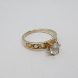 Sterling Silver CZ Engagement Or Dress Ring Modern c1990 Size M