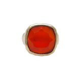 Sterling Silver Faceted Carnelian Planished Studio Ring Vintage c1970 Size L
