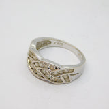 Sterling Silver Multi-Stone CZ Patterned Band Ring Vintage c1970 Size M