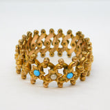 Victorian Rolled Gold, Seed Pearl & Turquouse Expanding Bracelet Antique