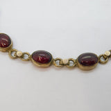 Sterling Silver 10 Cabochon Garnet Linked Studio Bracelet Vintage c1970