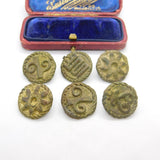 Set of 6 Sewing Bronze Button from Benin Antique Victorian c1890