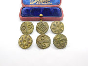 Set of 6 Sewing Bronze Button from Benin Antique Victorian c1890