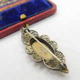 Dutch Sterling Silver Deflt Ceramic Set Brooch Antique c1920 Art Deco