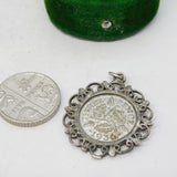 Sterling Silver King George V Threepence Charm Pendant Antique 1936
