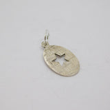 Sterling Silver Cutwork Star Textured Charm Pendant Vintage c1970