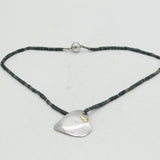 Studio Jewellery Sterling Silver & Hardstone Heart Necklace Vintage London