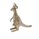 Sterling Silver Kangaroo With Joey Charm Pendant Vintage c1970