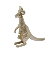 Sterling Silver Kangaroo With Joey Charm Pendant Vintage c1970