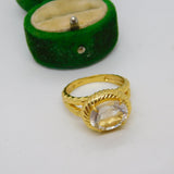 Sterling Silver Gilt Spinel Set Statement Ring Vintage c1970 Size T UK
