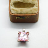 Sterling Silver and Pink Quartz Drop Charm Pendant Vintage c1970
