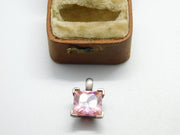 Sterling Silver and Pink Quartz Drop Charm Pendant Vintage c1970