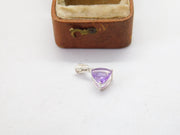 Sterling Silver Amethyst Drop Charm Pendant Vintage c1970