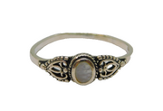 Sterling Silver Oval Mother Of Pearl Filigree Ring Vintage c1970 Size N 1/2
