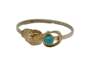 Sterling Silver Cabochon Turquoise Studio Style Ring Vintage c1970 Size P 1/2