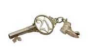 Sterling Silver "21" Key & Scruffy Boot Charm Pendant Vintage c1970
