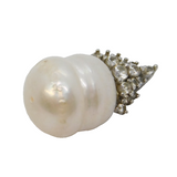 Sterling Silver Spinel Set Cultured Pearl Drop Charm Pendant Vintage c1970s