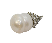 Sterling Silver Spinel Set Cultured Pearl Drop Charm Pendant Vintage c1970s