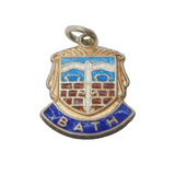 Sterling Silver Enamel Bath Shield Charm Pendant Vintage c1970