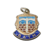 Sterling Silver Enamel Bath Shield Charm Pendant Vintage c1970