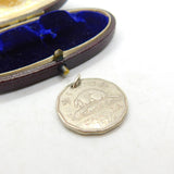 Sterling Silver 1962 Canadian 5 Cent Coin Charm Pendant Vintage c1970