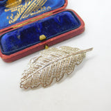 Sterling Silver Filigree Form Leaf Pattern Brooch Vintage c1970