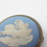 Sterling Silver Mounted Wedgwood Chariot Cameo Brooch Vintage c1970