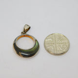 Sterling Silver Natural Shell Open Circle Pendant Contemporary c1990s