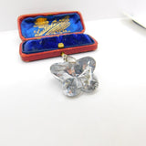 Sterling Silver Mirrored Diamond Paste Butterfly Charm Pendant Vintage c1970