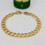 Sterling Silver Gilt Flat Link Curb Chain Bracelet Vintage c1980 19cm Length