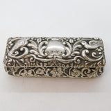 Edwardian Sterling Silver Bird & Folate Pattern Jewellery Box Antique Birmingham