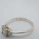 Sterling Silver Engagement Ring With Cubic Zirconia Vintage c1970 Size P