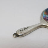 Sterling Silver & Enamel Chatelaine Mirror Fob Antique 1923 Birmingham AF