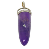 Sterling Silver Rounded Amethyst Point Drop Pendant Vintage c1970
