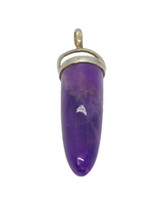 Sterling Silver Rounded Amethyst Point Drop Pendant Vintage c1970
