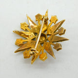 9ct Yellow Gold & Seed Pearl Set Starburst Brooch Vintage 1965 London