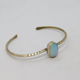 Sterling Silver Oval Synthetic Opal Cabochon Open Bangle Vintage c1970