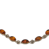 Sterling Silver 9 Oval Baltic Amber Panel Form Bracelet Vintage c1990's
