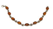 Sterling Silver 9 Oval Baltic Amber Panel Form Bracelet Vintage c1990's