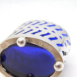 Victorian Sterling Silver Blue Glass Salt Cellar Antique 1899 Birmingham